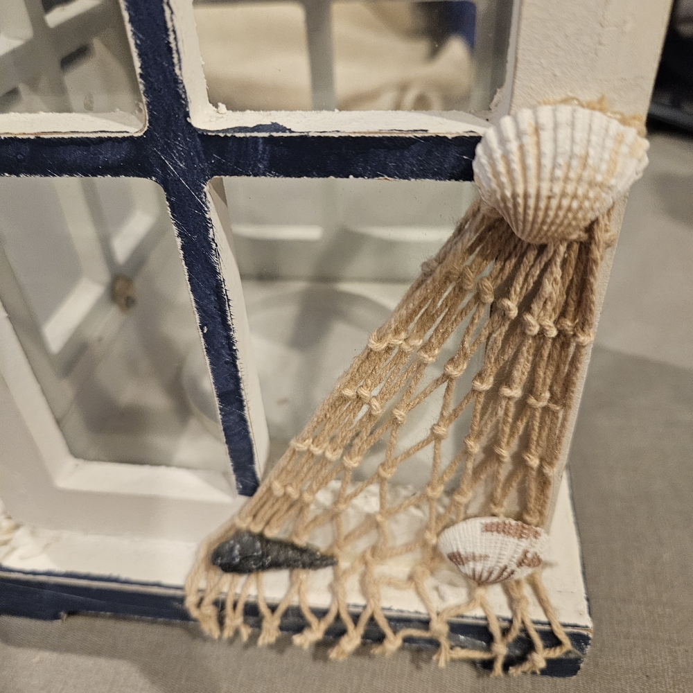 Wooden White and Blue Decorative Lantern - Picture 4 of 8